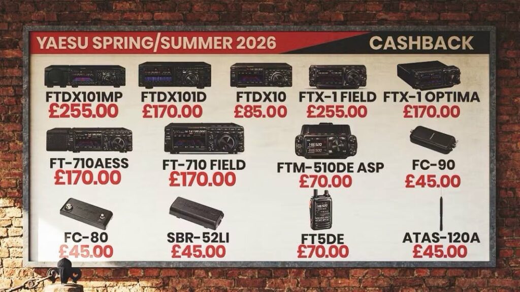Yaesu Cashback Spring Summer 2026 HAM Radio Shop Amateur Radio Dealer Supplier Vine Antennas Amateur Radio Shops HAM Radio Dealer Supplier Retailer Second Hand Twelve Months Warranty